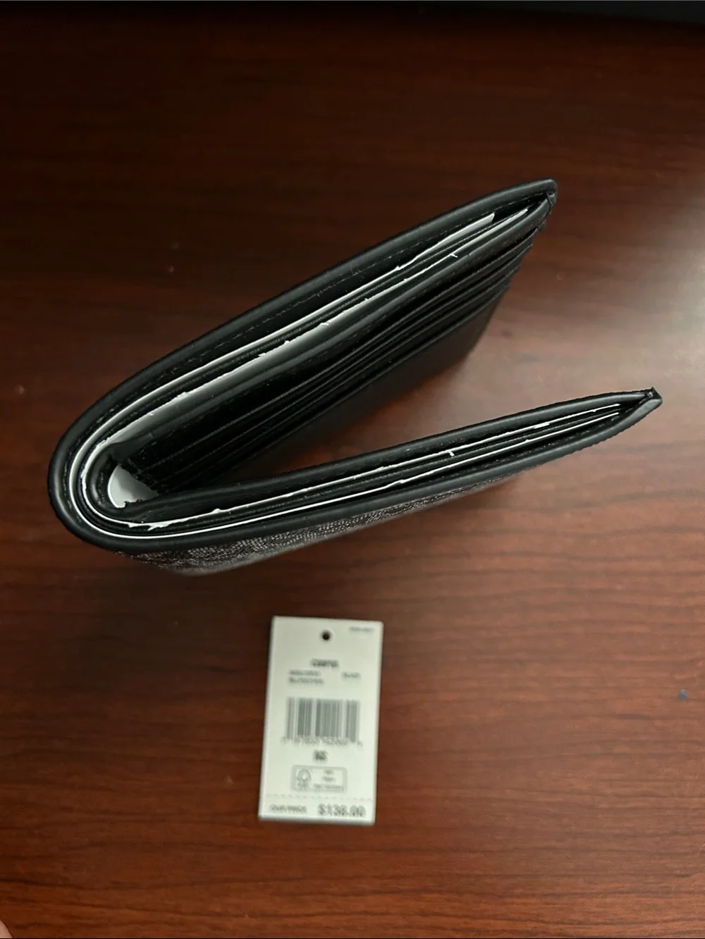 NWT $138 Michael Kors Cooper Black To White OMBRÉ MK Logo Bifold Wallet